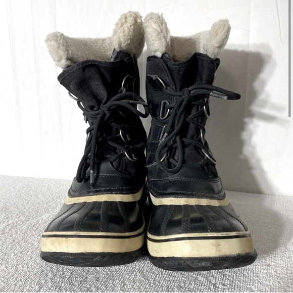 Sorel Black White Mid Calf  Winter Carnival Boots 8 - Picture 3 of 12